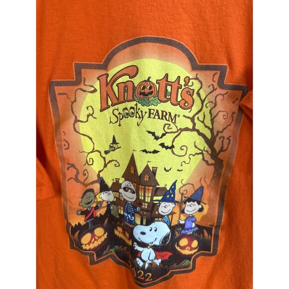 Peanuts Mens 2XL Knotts Spooky Farm T-Shirt Orange Halloween Knotts Berry Farm - Picture 2 of 6